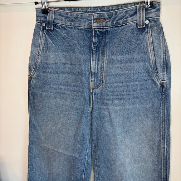 Khaite Ian Jeans sz 28 Wide Leg Quiet Luxury Denim On Trend Light Wash Cropped - Picture 3 of 13